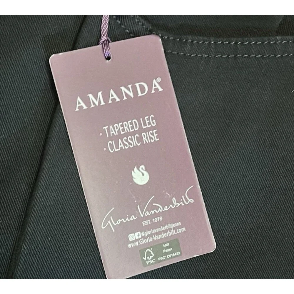 GLORIA VANDERBILT Amanda Black Slimming Stretch Denim Jeans 16 Average NWT - Picture 7 of 8